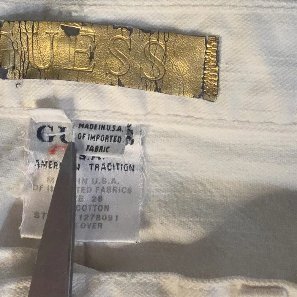 Vintage Guess Women's White  Straight Leg Jeans